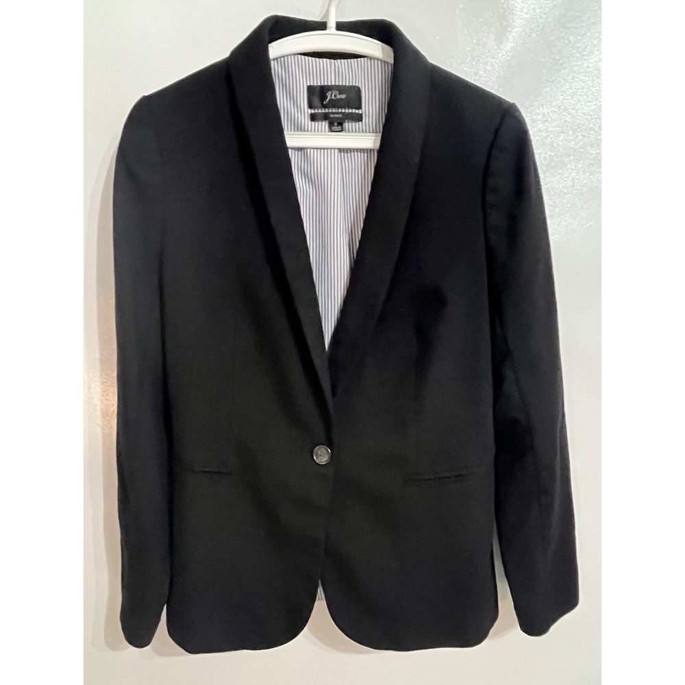J Crew Womens Size 6 Parke Blazer Black Wool Stretch Jacket Lined Career